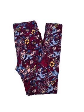 LuLaRoe Russian Babushka Nesting Doll Leggings Unicorn HTF Maroon One Size OS